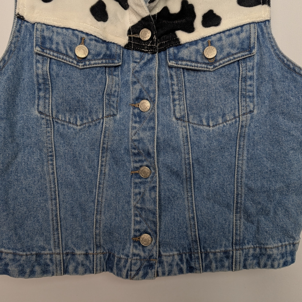 Cow Print Denim Vest Y2K Western M - Picture 4 of 8